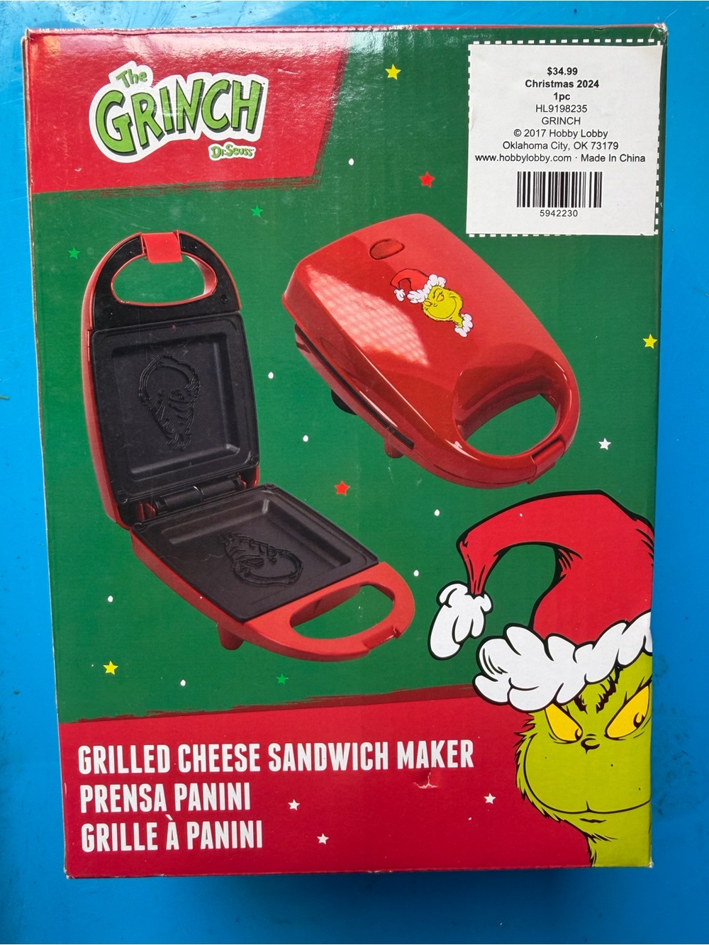 Hobby Lobby Red Grinch Grilled Cheese Sandwich Maker